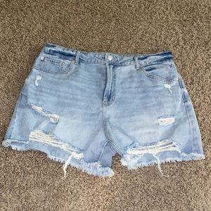 High Waisted Destressed Shorts
